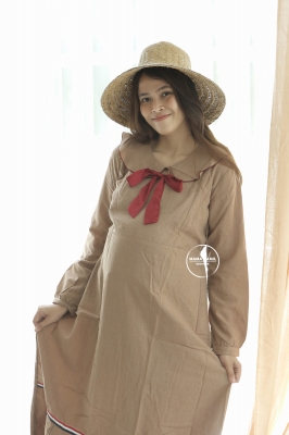 Sailormoon Gamis Ibu Hamil Menyusui Maxi Pita Dada - GMS 264 Coklat
